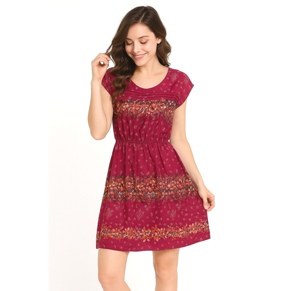 Mossimo Supply‎ Co Dress XS Multicolor Floral Pleated Pink Abstract Casual